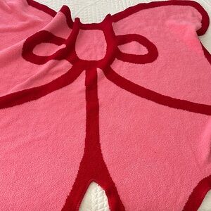 Cupcakes and cashmere bow shaped pink and red throw 50” x 56”